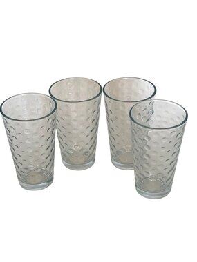 Vintage Bubble Coin Dot Tumbler Libbey Glass Embossed 16oz Set of 4 (8 available